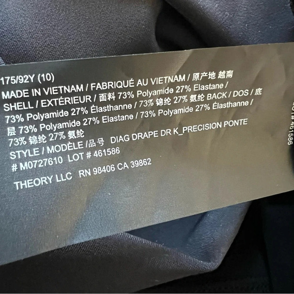 New! Theory Diagonal Drape Dress black precision ponte nwt 17763 - Picture 9 of 9